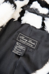1990's Black and White Checker Faux fur coat