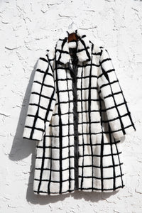 1990's Black and White Checker Faux fur coat