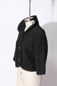 1960's Black Wool faux fur Jacket