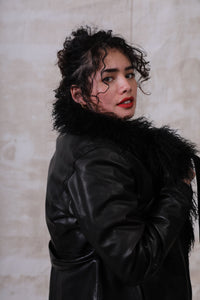 1990's Leather and Shearling Collared Coat