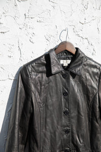 1990's Leather Button Up Coat