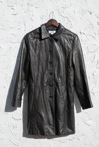 1990's Leather Button Up Coat
