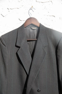 Double Breasted Wool Pin Strip Blazer