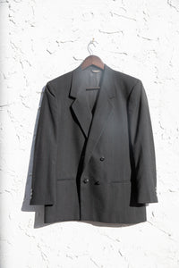 Double Breasted Wool Pin Strip Blazer