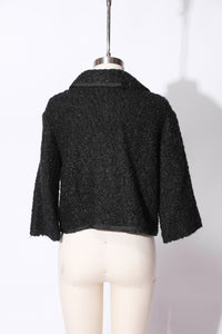 1960's Black Wool faux fur Jacket