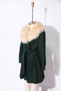 1960's Upper Deck Green & Faux Fur collar coat