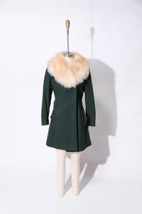 1960's Upper Deck Green & Faux Fur collar coat