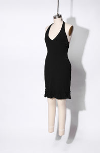 1990's Moschino Cheap And Chic Little Black Halter Dress