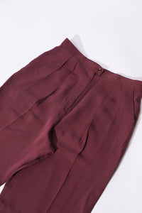 1980's Silk Maroon Pleated Pant