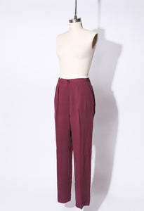 1980's Silk Maroon Pleated Pant