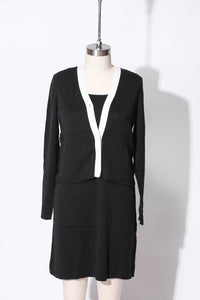 1990's Vintage DKNY Black and White Dress and Sweater